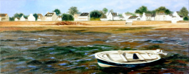 Peinture intitulée "Barque échoué" par Christina Ugolini, Œuvre d'art originale, Huile