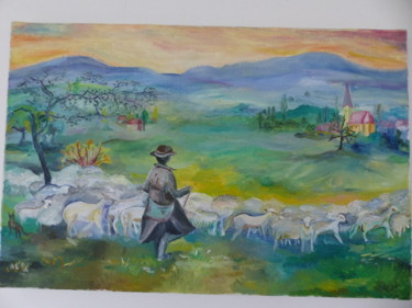 Peinture intitulée "Le passage du berge…" par Christine Alavoine, Œuvre d'art originale, Huile