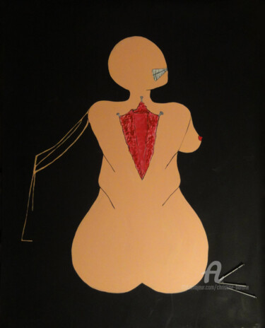 Painting titled "Blessure 2/3" by Christine Barone, Original Artwork, Acrylic Mounted on Wood Stretcher frame