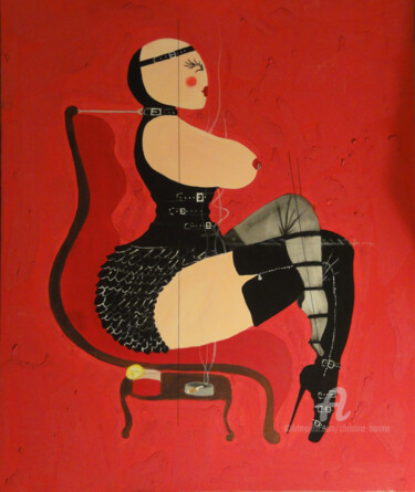 Painting titled "La Position" by Christine Barone, Original Artwork, Acrylic Mounted on Wood Stretcher frame