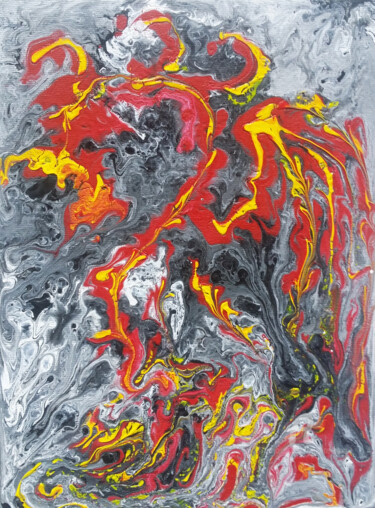 Ζωγραφική με τίτλο "Phoenix" από Christine Barone, Αυθεντικά έργα τέχνης, Ακρυλικό Τοποθετήθηκε στο Χαρτόνι
