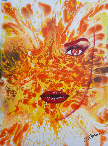 Peinture intitulée "De sang et de feu" par Christine Barone, Œuvre d'art originale, Acrylique Monté sur Châssis en bois