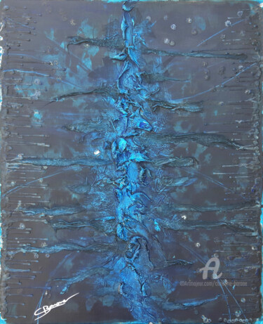 Painting titled "Gangue" by Christine Barone, Original Artwork, Ink Mounted on Wood Stretcher frame