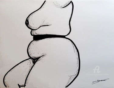 Dessin intitulée "Rondeurs 10" par Christine Barone, Œuvre d'art originale, Marqueur