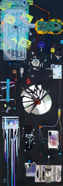 Collages titulada "Créer du lien" por Christine Barone, Obra de arte original, Collages Montado en Bastidor de camilla de ma…