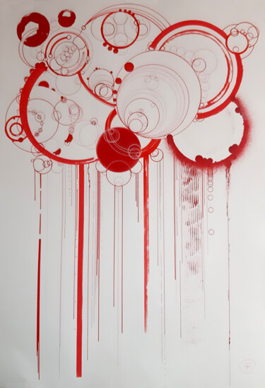 Tekening getiteld "Cercles 3" door Christine Barone, Origineel Kunstwerk, Marker