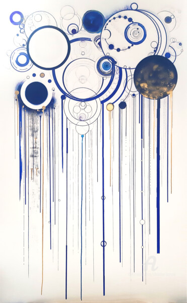 Dessin intitulée "Cercles 4" par Christine Barone, Œuvre d'art originale, Marqueur