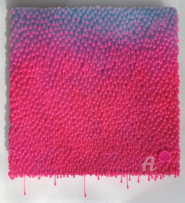 Painting titled "I've seen pink skies" by Christine Barone, Original Artwork, Plastic Mounted on Wood Stretcher frame
