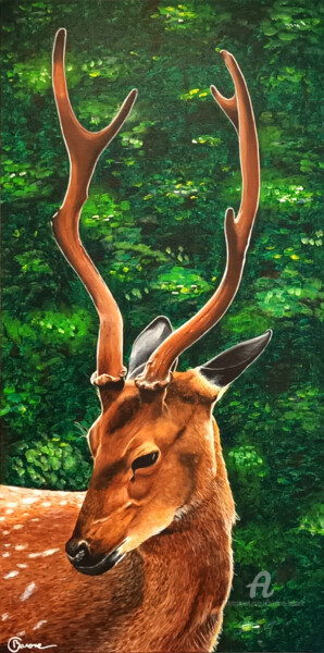 Painting titled "Dans la forêt" by Christine Barone, Original Artwork, Acrylic Mounted on Wood Stretcher frame