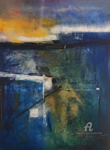 Картина под названием "Une île entre ciel…" - Christine Barth Mroz, Подлинное произведение искусства, Акрил Установлен на Де…