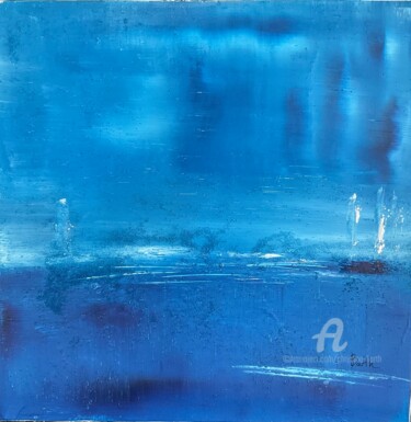 Painting titled "Bleu de bleu 2" by Christine Barth Mroz, Original Artwork, Acrylic
