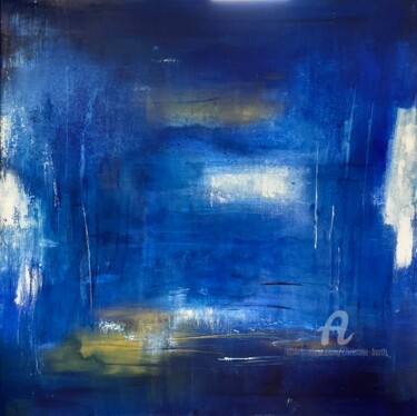 Painting titled "Brume bleue" by Christine Barth Mroz, Original Artwork, Acrylic Mounted on Wood Stretcher frame