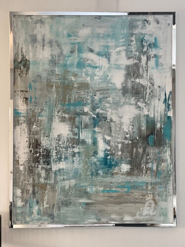 Schilderij getiteld "My blue lagoon" door Christine Barth Mroz, Origineel Kunstwerk, Acryl Gemonteerd op Frame voor houten b…