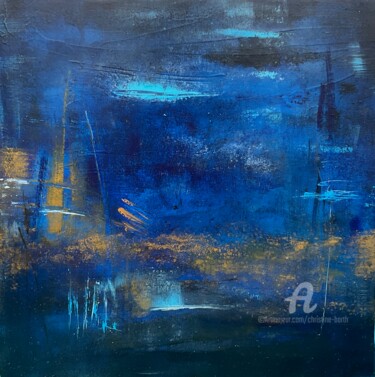 Painting titled "P’tit bleue" by Christine Barth Mroz, Original Artwork, Acrylic Mounted on Wood Stretcher frame