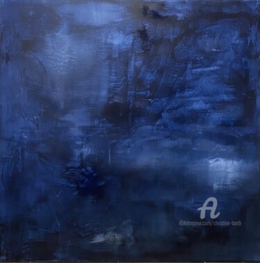 Painting titled "Tourmente bleue II" by Christine Barth Mroz, Original Artwork, Acrylic Mounted on Wood Stretcher frame