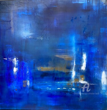 Malerei mit dem Titel "Dans la nuit bleutée" von Christine Barth Mroz, Original-Kunstwerk, Acryl Auf Keilrahmen aus Holz mon…