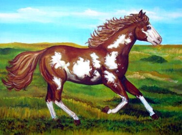 Painting titled "West of the Fields" by Christine Bennett (Calzephyr), Original Artwork