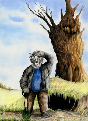 Drawing titled "Mr. Badger's Burrow" by Christine Bennett (Calzephyr), Original Artwork