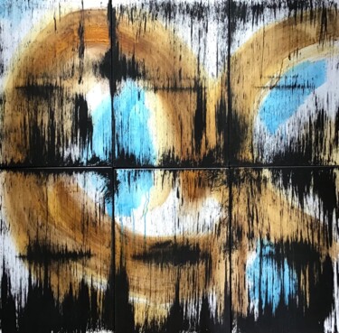 Painting titled "Clair Obscur 6" by Christine Besson, Original Artwork, Ink Mounted on Wood Stretcher frame