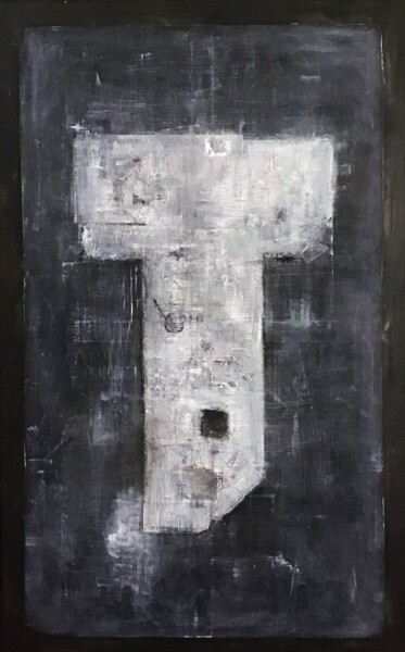 Painting titled "Composition 1" by Christine Besson, Original Artwork, Oil Mounted on Wood Stretcher frame
