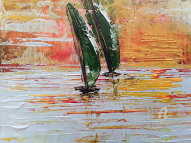 Painting titled "Voiles du soir" by Christine Catrevaux, Original Artwork, Acrylic