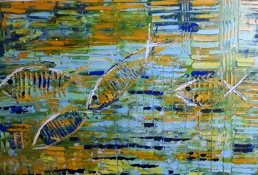Peinture intitulée "Aquarium" par Christine Catrevaux, Œuvre d'art originale, Acrylique