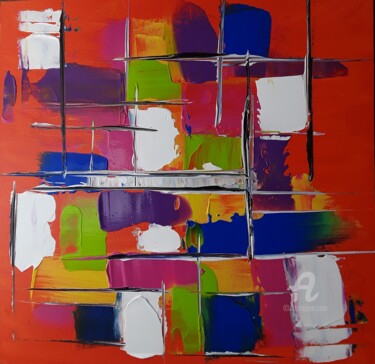 Malerei mit dem Titel "Touches de couleurs" von Christine Catrevaux, Original-Kunstwerk, Acryl