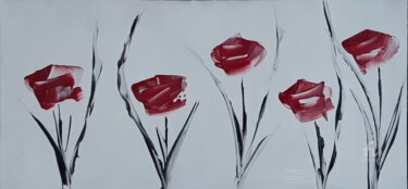 Peinture intitulée "Simplicité de fleurs" par Christine Catrevaux, Œuvre d'art originale, Acrylique
