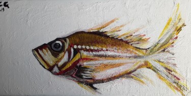 Painting titled "Poisson rouge" by Christine Catrevaux, Original Artwork, Pastel