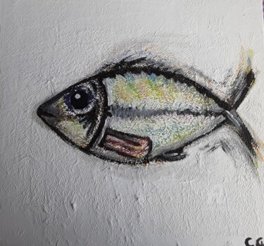 Peinture intitulée "Petit poisson rare" par Christine Catrevaux, Œuvre d'art originale, Acrylique