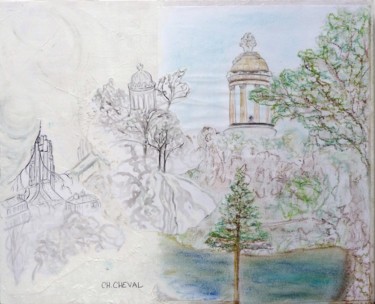 Drawing titled "Buttes-Chaumont" by Christine Cheval, Original Artwork, Pencil