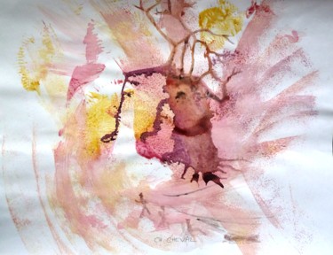 Peinture intitulée "Arbre enchanté" par Christine Cheval, Œuvre d'art originale, Encre