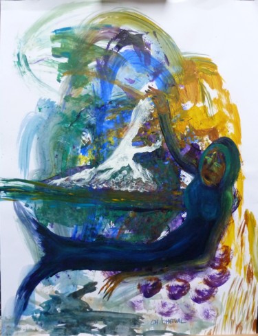 Peinture intitulée "Sirène opprimée" par Christine Cheval, Œuvre d'art originale, Acrylique