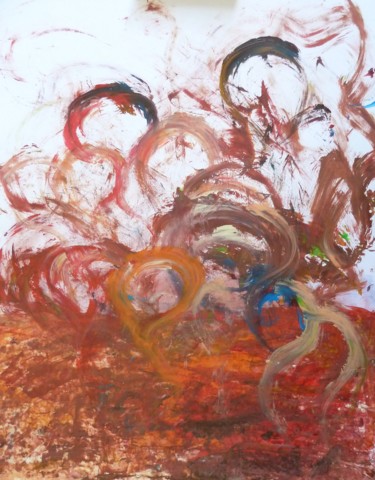 Peinture intitulée "Volutes enflammées" par Christine Cheval, Œuvre d'art originale, Acrylique