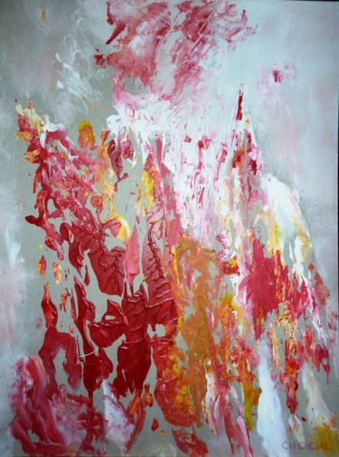 Peinture intitulée "Neige enflammée" par Christine Cheval, Œuvre d'art originale, Acrylique