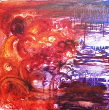 Malerei mit dem Titel "Libres pigments" von Christine Cheval, Original-Kunstwerk, Öl