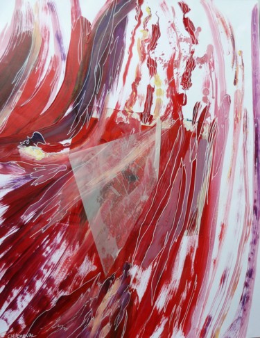 Peinture intitulée "Rayons enflammés" par Christine Cheval, Œuvre d'art originale, Acrylique