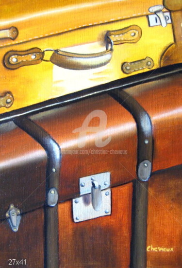 Peinture intitulée "vieilles valises 12" par Christine Chevieux, Œuvre d'art originale, Huile