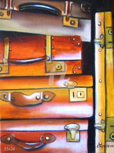 Painting titled "valises 13" by Christine Chevieux, Original Artwork, Oil