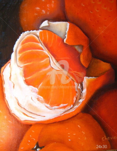 Painting titled "clementines" by Christine Chevieux, Original Artwork, Oil