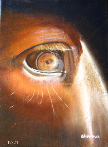 Painting titled "cheval" by Christine Chevieux, Original Artwork, Oil