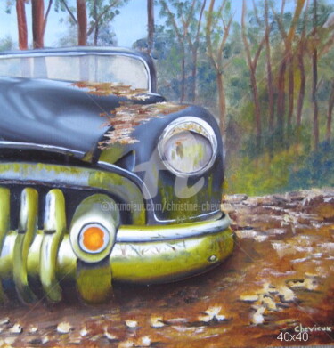Peinture intitulée "vieille voiture en…" par Christine Chevieux, Œuvre d'art originale, Huile