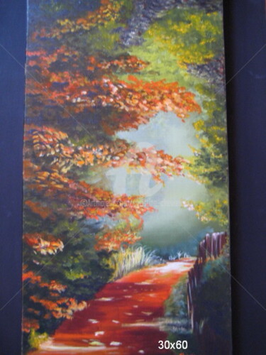 Painting titled "automne" by Christine Chevieux, Original Artwork, Oil