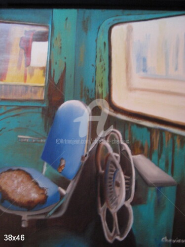 Peinture intitulée "vieux tramway" par Christine Chevieux, Œuvre d'art originale, Huile