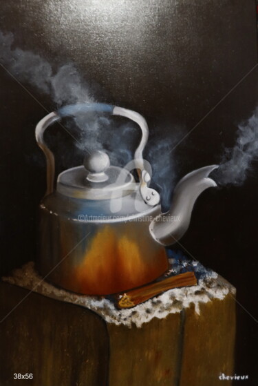 Peinture intitulée "vieille bouilloire" par Christine Chevieux, Œuvre d'art originale, Huile