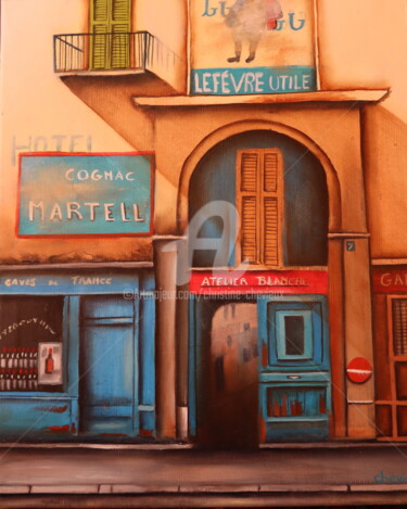 Pittura intitolato "rue de paris 1" da Christine Chevieux, Opera d'arte originale, Olio