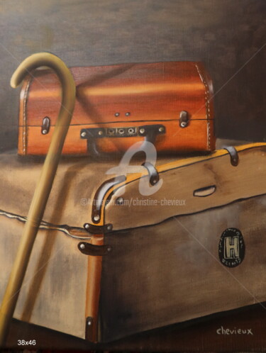 绘画 标题为“vieilles valises 17” 由Christine Chevieux, 原创艺术品, 油