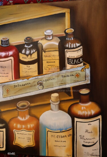 Painting titled "potions" by Christine Chevieux, Original Artwork, Oil