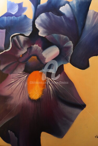 Painting titled "iris" by Christine Chevieux, Original Artwork, Oil