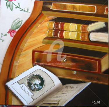 Malerei mit dem Titel "Bureau" von Christine Chevieux, Original-Kunstwerk, Öl